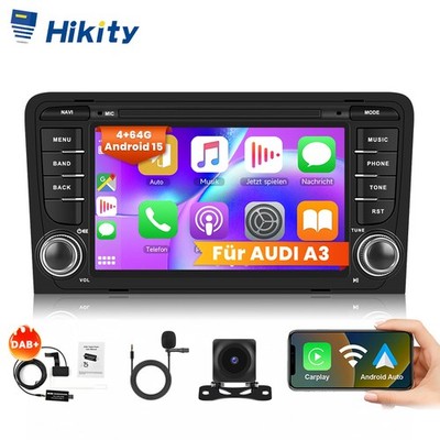 DAB+ 4+64GB Für Audi A3 8P 2003-2012 Autoradio Android 15 GPS NAVI Apple Carplay