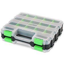 Small Parts Organizer  Storage Case Tools Box 34-Compartments Double Side Or...