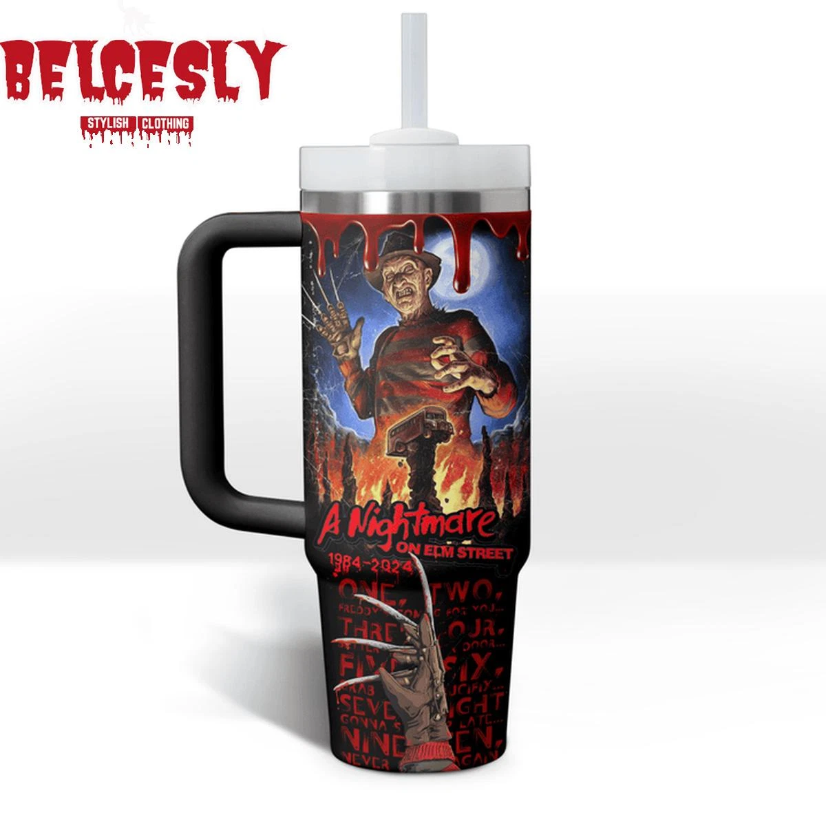Slasher Horror Tumbler With Handle 40oz
