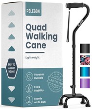 Quad Cane 300 lb - Adjustable Walking Cane with A Large 4 Pronged Base for