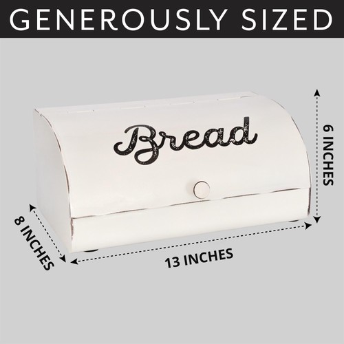 Rustic White Bread ; Farmhouse Vintage Enamelware Countertop Bread Bin - Picture 6 of 9