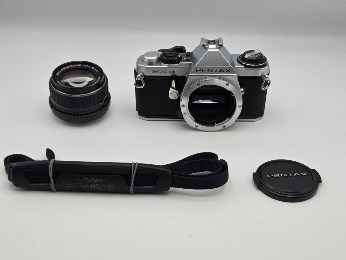 N.MINT] PENTAX ME super Silver Film Camera + smc PENTAX-M 50mm F1