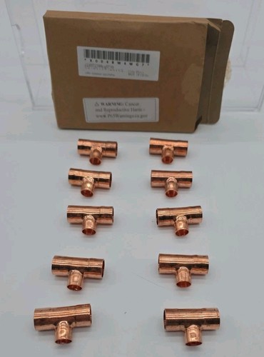 Copper Tee Fitting 1/2"x3/8"x 1/2" Pack Of 10 New