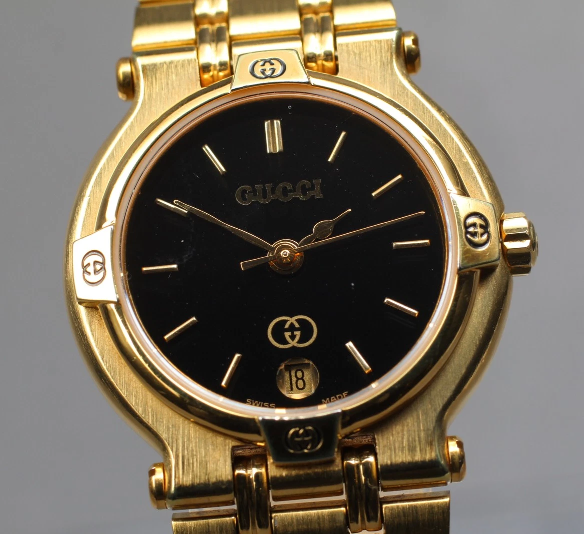[Ecc+5] Orologio Vintage Gucci 9200L Quadrante Oro Data 25mm Quarzo Donna dal GIAPPONE