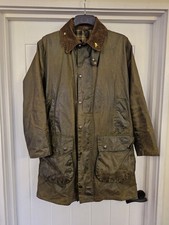 Vintage Barbour Border A200 Olive Green Wax Outdoor Country Jacket UK Size C38