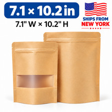 7.1 10.2 Kraft Stand Up Pouches with Window Zipper Coffee Nuts Candy Food Bags