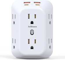 Multi Plug Wall Outlets, 6-Port Outlet Extender with 4 Charging USB Ports 2 USB