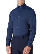 Remus Uomo Tapered Fit Stretch Formal Shirt Navy