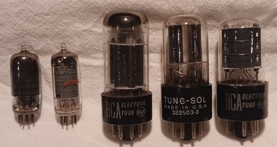 Lot / 5 Mixed Brand Vacuum Tubes - RCA ELECTRON TUNG-SOL Sylvania 6BL7GT 6NS7GTB