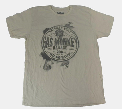 Gas Monkey Garage Mens American Built Seek & Destroy Beige Shirt New XL