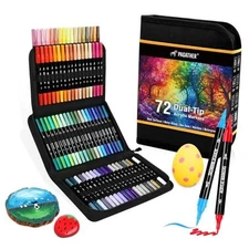 s Acrylic Paint Markers, Dual Tip with Fine Tip and Brush Tip Pens for 72 Color