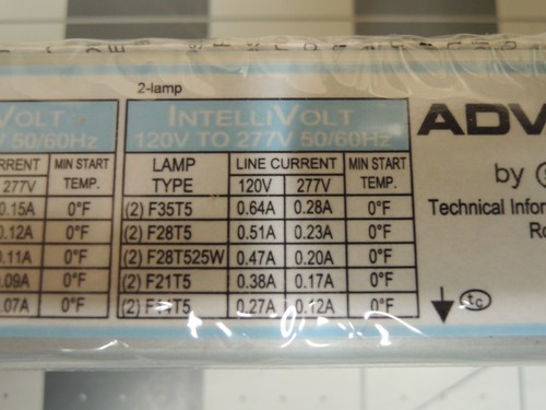Advance ICN-2S28-T Fluorescent Ballast, 1 or 2-Lamp, 28W, T5 F28T5, 120/277V - Picture 8 of 20