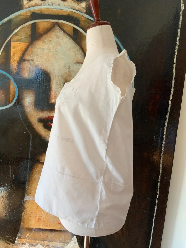 Camisola Antigua Algodón Blanco Bordado L - Camisola Eduardiana Foto 3 de 4