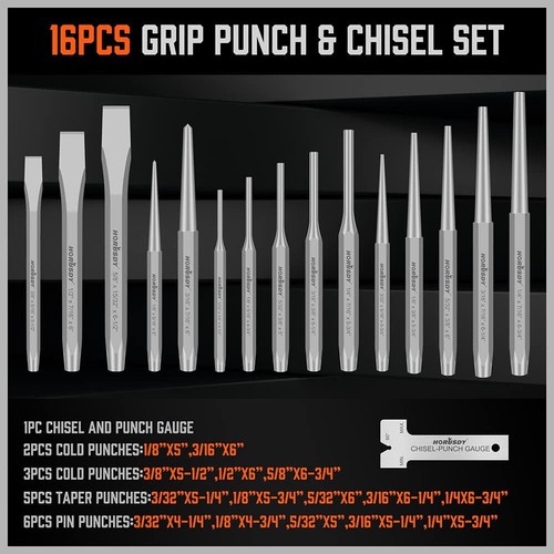 HORUSDY 28 Piece Punch Pin Set - Heavy Duty Punch & Chisel Set - Ex Display - Picture 7 of 7