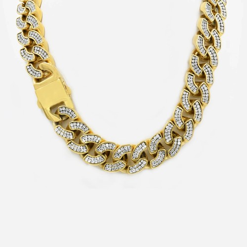 Men's 21" Gold Plated Stainless Steel Chain with Zirconia – Refined Look - Picture 2 of 5