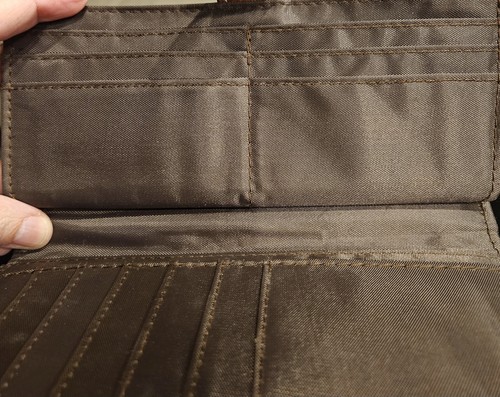 Cartera de gamuza BORN CONCEPT montura marrón triple plegable cremallera alrededor bloqueo RFID 7,5" - Imagen 5 de 7