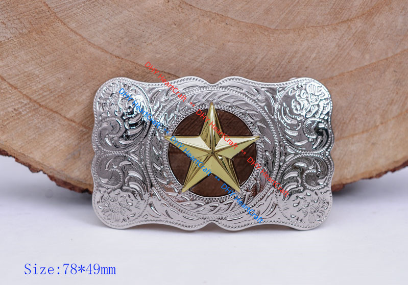 WESTERN COWBOY COWGIRL SLIVER GLOD TEXAS RANGER STAR RODEO TROPHY BELT BUCKLE
