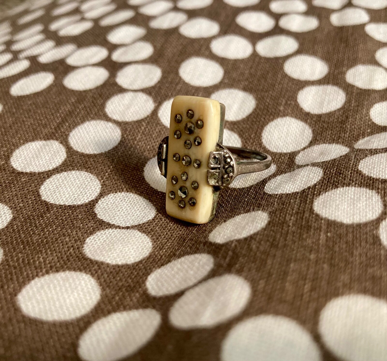 Antique Silver Marcasite Ring - image 3