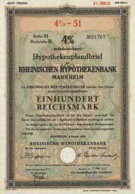 Rheinische Hypothekenbank 1943 Mannheim Eurohypo Frankfurt Deutsche Bank Deko Ebay