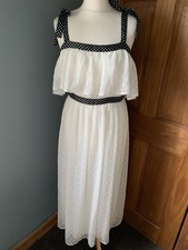 Topshop White Black Trim Midi Dress Size 12 Summer Holiday