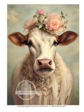 Lady Cow Portrait  | A3 16.5 x 11.7" | Halloween Rice Paper | Decoupage Central