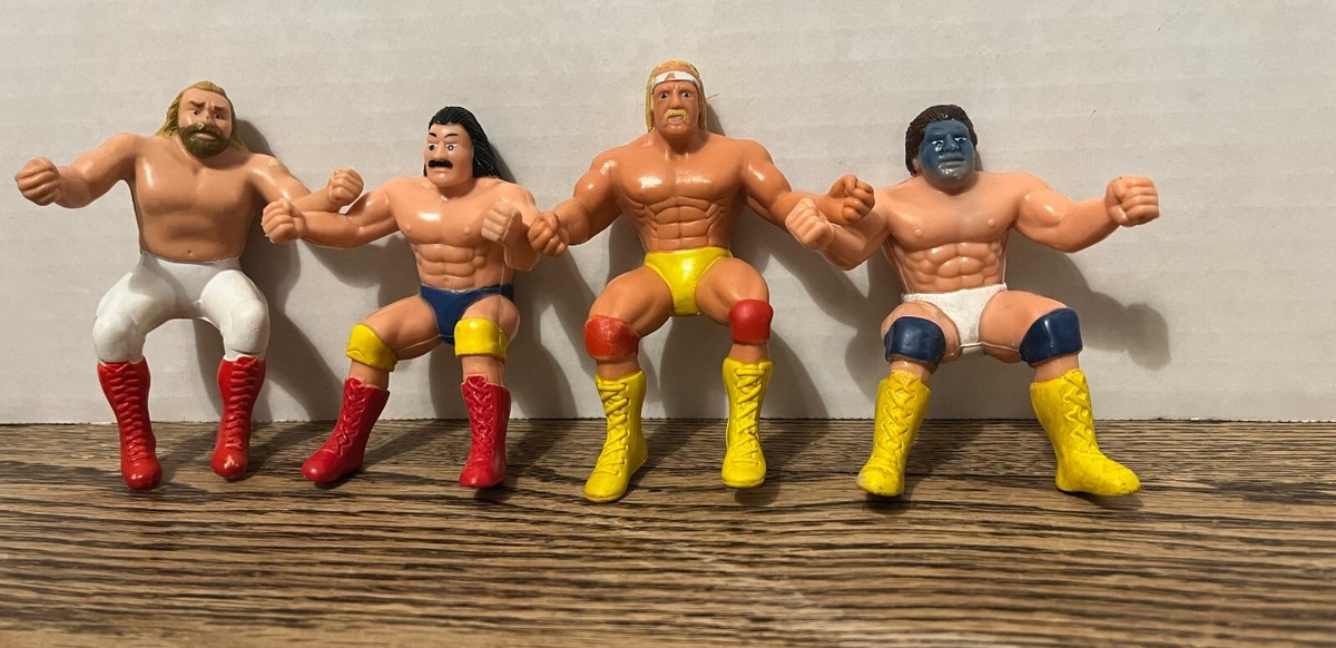 Vintage 80's WWF WWE set of 4 Titan Finger Puppets with HULK HOGAN