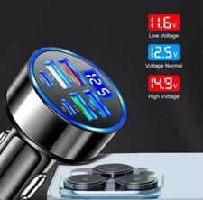 6-in-1 multi port car adapter charger 100w support super fast charging usb