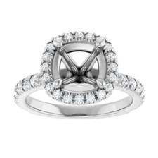 Beauty Round Cut 8mm Natural Diamond Engagement Women Ring Semi Mount Platinum