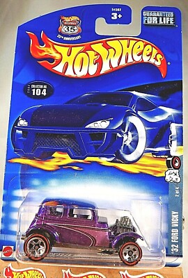 2002 Hot Wheels #104 Red Line Series 2/4 '32 FORD VICKY Purple w/RL Chrome 5 Sp 