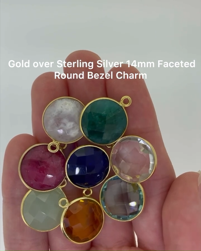 Colgante de piedras preciosas - Dije facetado bisel Vermeil en forma de moneda 14 mm (se vende por 2 piezas) - Vídeo 1 de 1