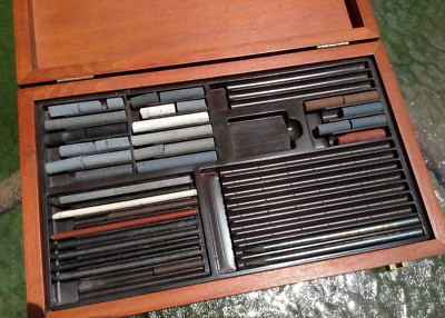 partial Koh-I-Noor Hardtmuth Gioconda artist drawing set wood case some supplies