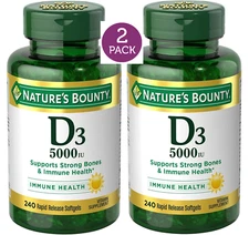 2 Pack Vitamin D-3 High Potency 5000 iu 480 Rapid Release Softgels (2x240) D3