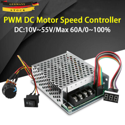 DC 10-55V Motor Drehzahlregler Reversible Schalter 12V 24V 36V 60A PWM CW / CCW