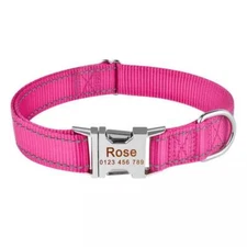 Personalized dog collar engraved custom ID Tag Name Number Nylon reflective S-XL