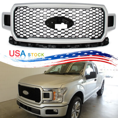 For 2018-2020 Ford F-150 F150 Ingot Silver Honeycomb Front Upper Radiator Grille