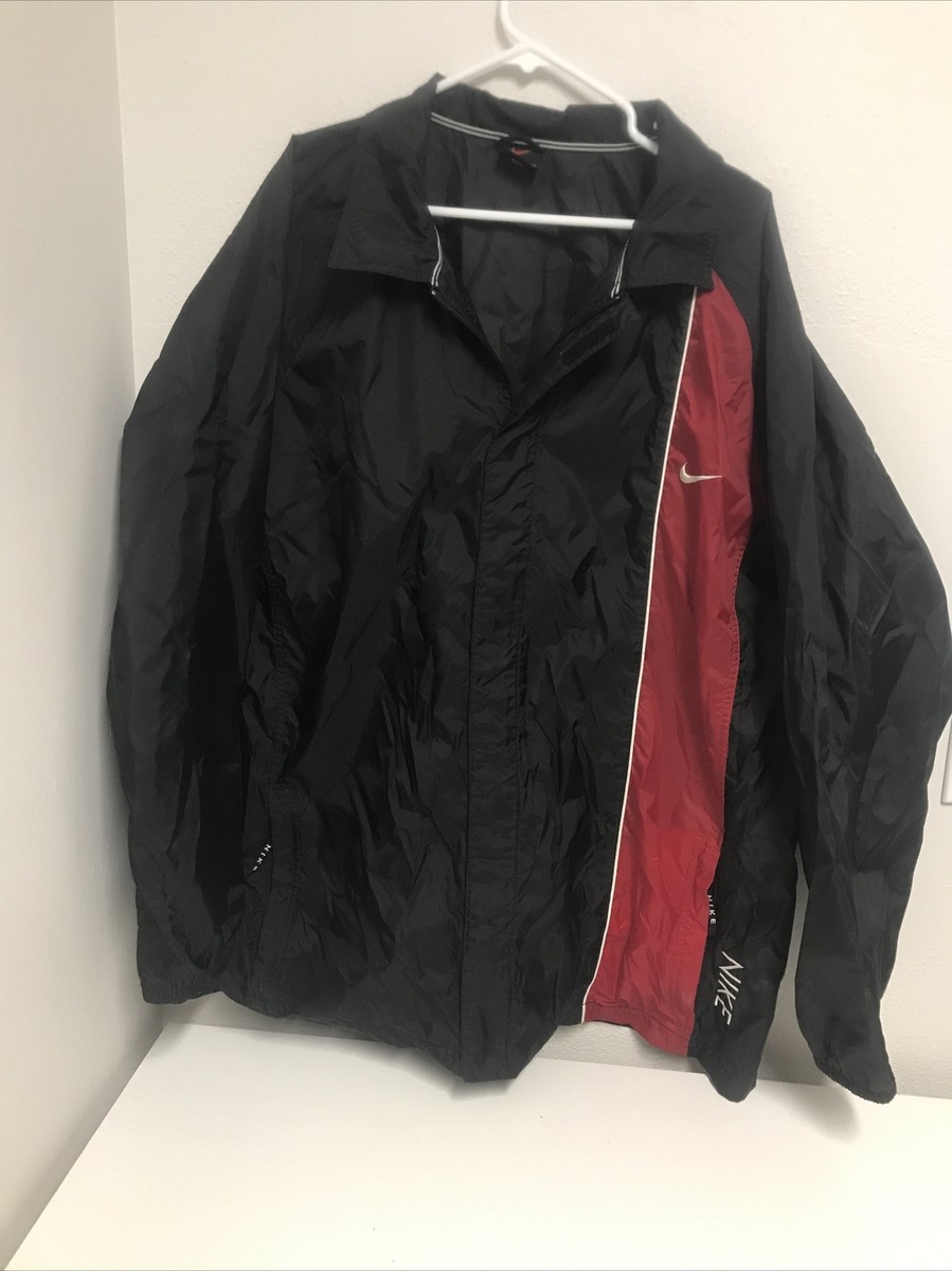 Vintage Nike Red Black Lightweight Zip Nylon Windbreaker Track Jacket XL
