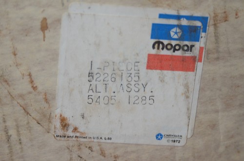 NOS 1982-87 Dodge Plymouth Chrysler 2.2L Alternator 78 Amp 5213763 Mopar 5226135 - Bild 3 von 13