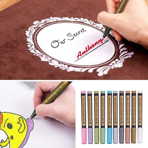 Metallic Marker Set 10 Farben Metallische Stifte Pens DIY Gästebuch Karten - Bild 7 von 10