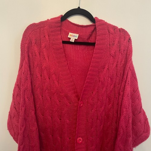 LuLaRoe S LUCILLE MAGLIONE CARDIGAN MAGLIA CAVO ROSA CALDO TASCHE OVERSIZE - Foto 4 di 12
