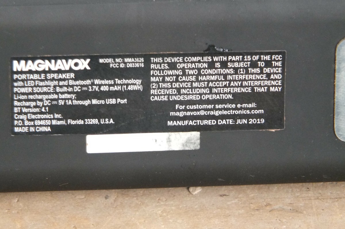 MAGNAVOX Bluetooth Wireless Portable Speaker LED Flashlight MMA3626 SHIPS  FREE