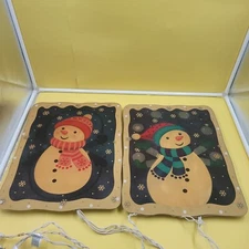 Lighted Snowman Christmas Window Decor Indoor PANEL VINTAGE CHRISTMAS MOTION 2PC
