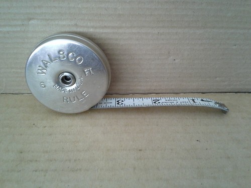 Vintage. Walsco 6 FT Rule Round Metal Tape Measure. Made in USA. Working. VGC - Picture 4 of 18