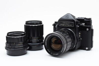 フィルムカメラ PENTAX 6x7 TTL 105mm f2.4 + 55mm f3.5 3 lens [N MINT-] Pentax 6x7 67 TTL Mirror Up Film Camera