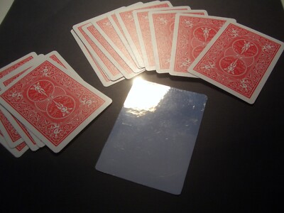 Silver Mirror Reflection Card, magic accessory, Bicycle Red