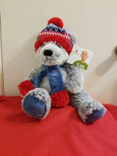 Gentle Treasures Plush 18" Gray Teddy Bear 2019 Stuffed Animal St. Jude Winter - Picture 4 of 4
