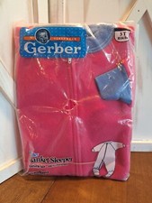 VTG 1996 Gerber Toddler Blanket Sleeper 3T 30-34 lbs Pink w/Purple Cuffs USA