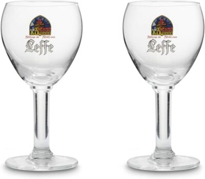 2pk LEFFE Belgian Beer Glass Chalice Goblet Abbaye de Abdij van Leffe 25cl 8.5oz