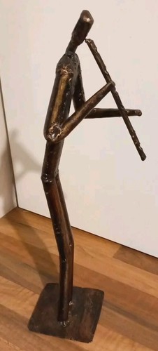 Abstract Metal ART Jazz Musician Flute Player Sculpture Modern Model Ornament