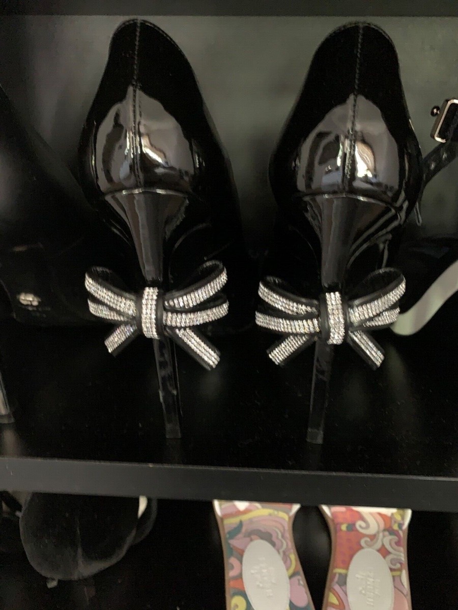 Saint Laurent black crystal embellished bow patent shoes 36 Saint Laurent black crystal embellished bow patent shoes 36