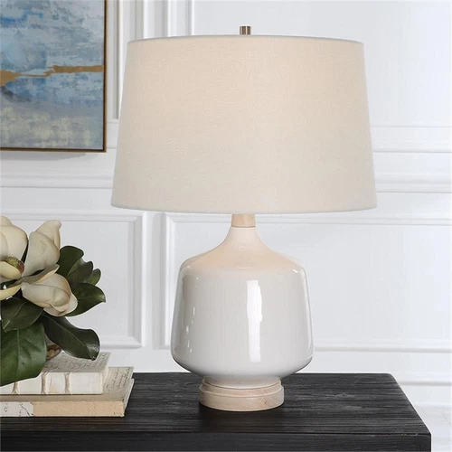 Uttermost Opal Coastal Ceramic and Fabric Table Lamp in White - Picture 2 of 7